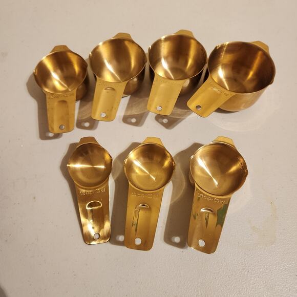 Measuring Cups Gold Tone Set Of 8 For Baking Cooking Kitchenware - Picture 2 of 13